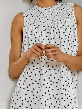 LuLus Sleeveless Babydoll Black &White Polka Dot Dress